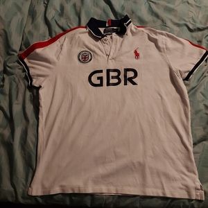 Polo Ralph Lauren Rugby Polo Shirt UK GBR Big Logo Man White‎ Size  2XL